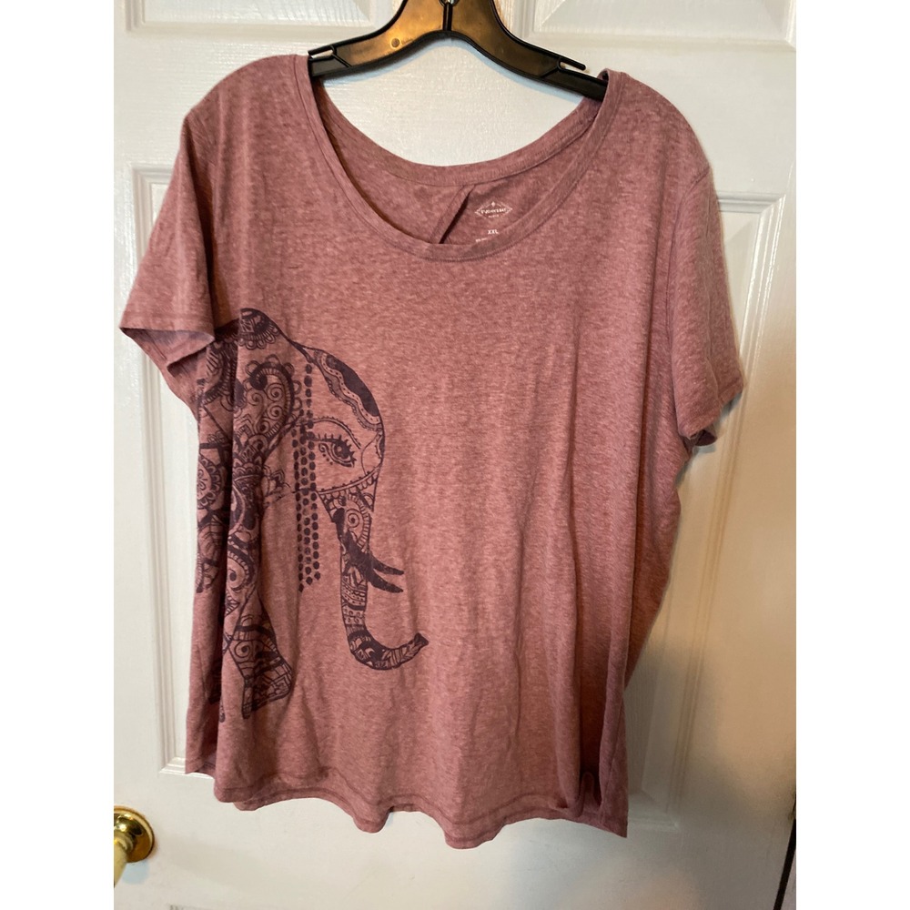 St Johns Bay Active Elephant Graphic Tee XXL Mauve Pink Tulip Back Short Sleeve